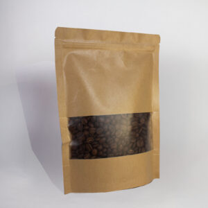 Bolsas Kraft con Ventana y Zipper 500grm | Reutilizables 500GRM, Stand-Up, para Alimentos, Café o Snacks X 100 | 20X30+4