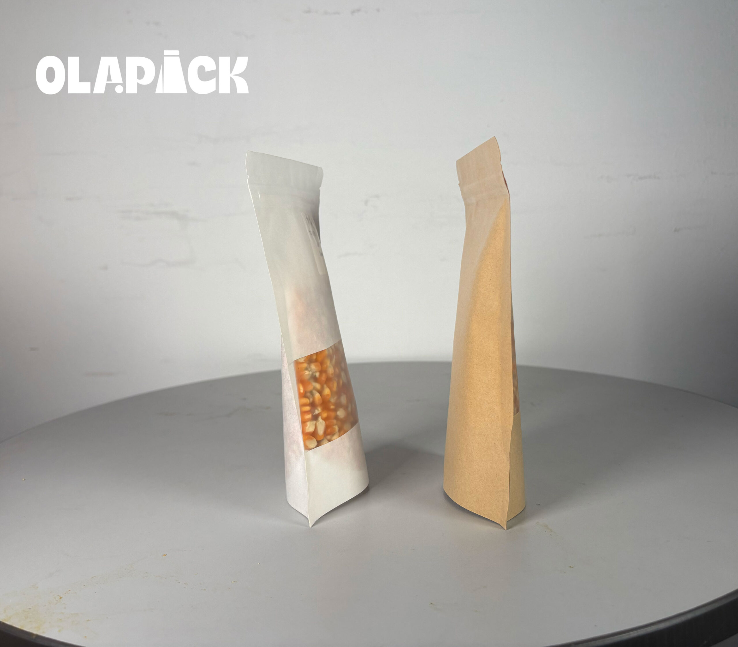 Empaque Kraft con 4 lados con ventana y zipper x 100 | Medidas: 12x20+5 - Image 2