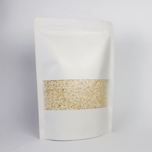 Empaque Kraft con 4 lados con Ventana y Zipper X 100 unid | Medidas: 20X30+4