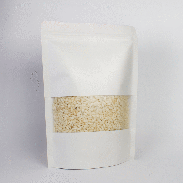 Empaque Kraft con 4 lados con Ventana y Zipper X 100 unid | Medidas: 20X30+4