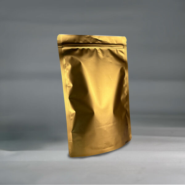 Bolsa Zipper Dorada Stand-Up 500GRM | Sin Válvula ni Hueso – Empaque Resellable Premium